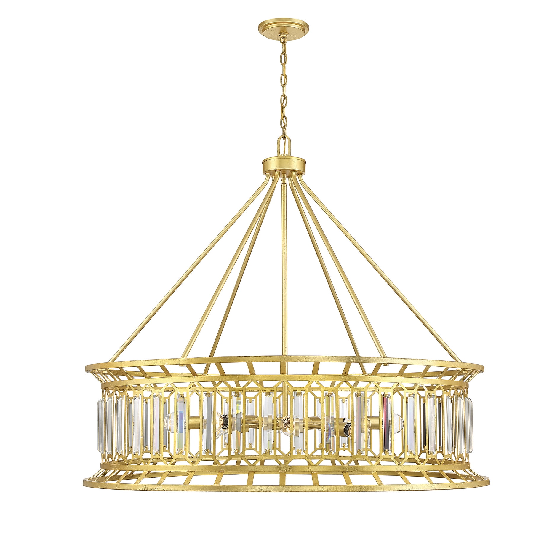 True Gold Crystal 10-Light Wagon Wheel Chandelier