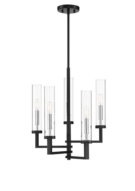 Folsom Matte Black and Chrome 5-Light Chandelier