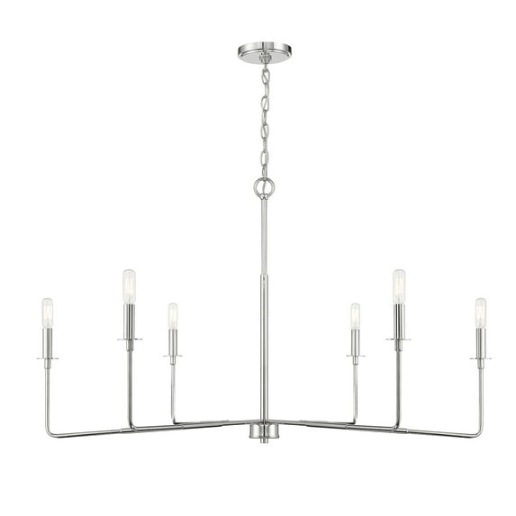 Polished Nickel Six Light Chandelier from the Salerno Collection
