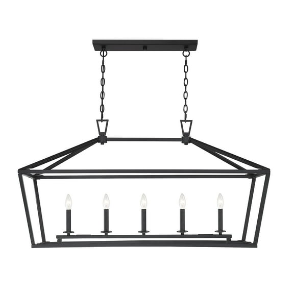 Savoy House 1-324-5-89 Townsend 5 Light Linear Chandelier in a Matte Black Finish (44" W x 23.5" H)
