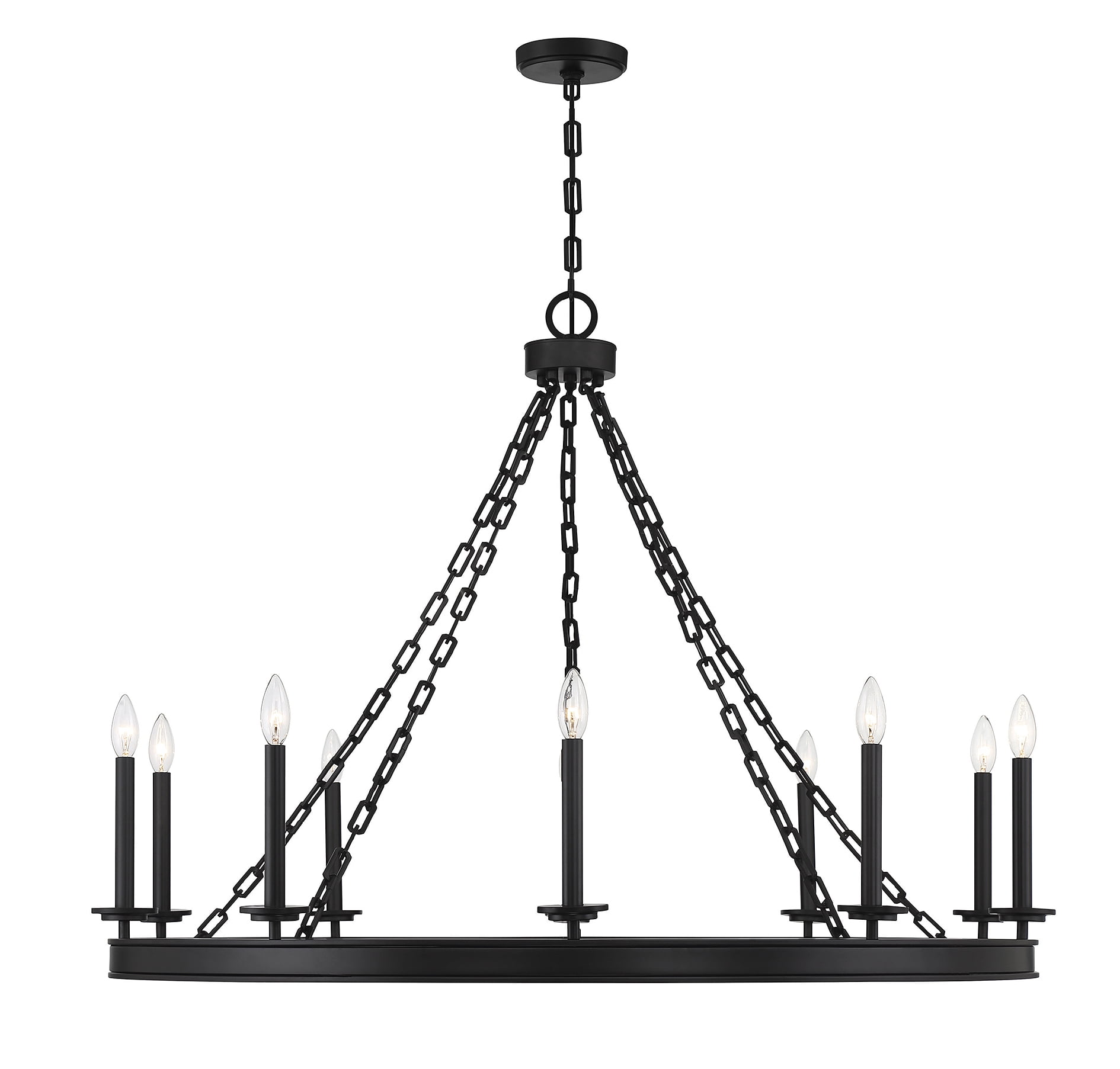 Seville Matte Black 10-Light Chandelier with Geometric Chain