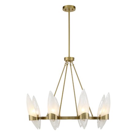 Warm Brass Eight Light Chandelier from the Nouvel Collection