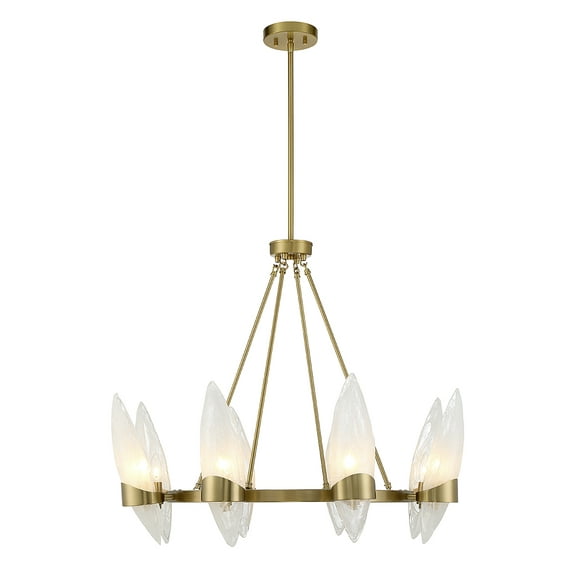 Warm Brass Eight Light Chandelier from the Nouvel Collection