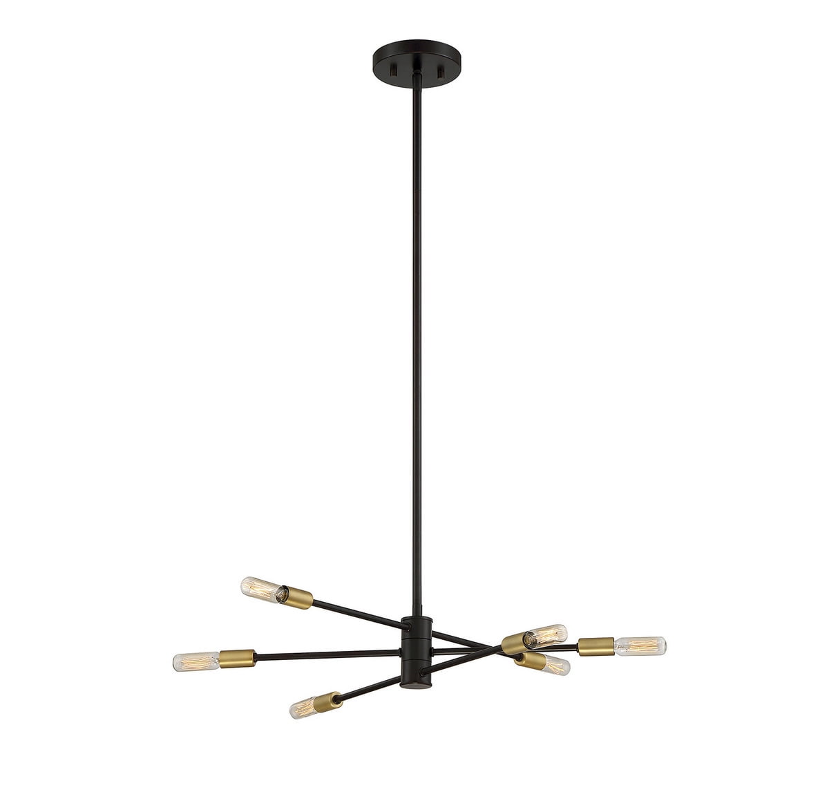 Elegant Bronze & Brass 6-Light Adjustable Chandelier