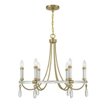 Warm Brass and Chrome Six Light Chandelier from the Mayfair Collection