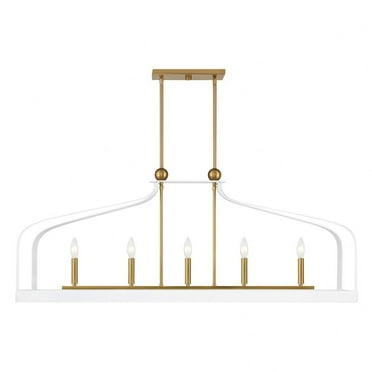 1-7804-5-142-Savoy House-Sheffield - 5 Light Linear Chandelier In Modern Style-18.5 Inches Tall and 15 Inches Wide-White/Warm Brass Finish