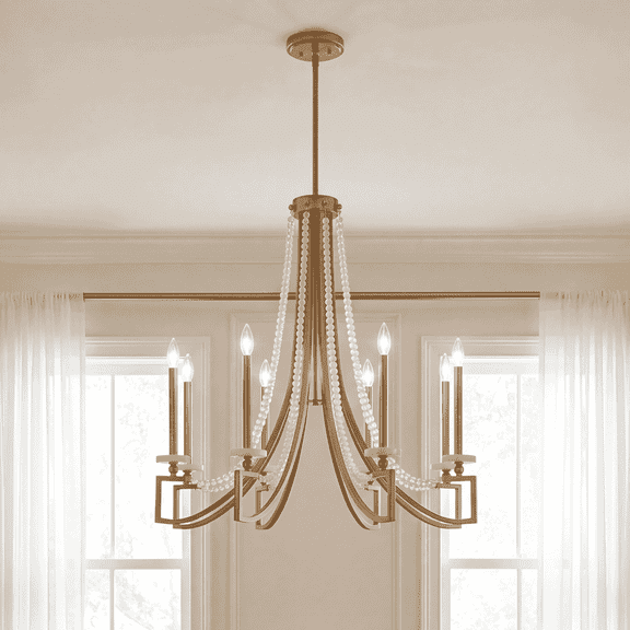 Warm Brass Eight Light Chandelier from the Helen Collection