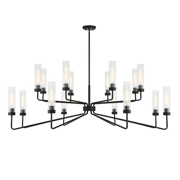 Matte Black 16 Light Chandelier from the Baker Collection