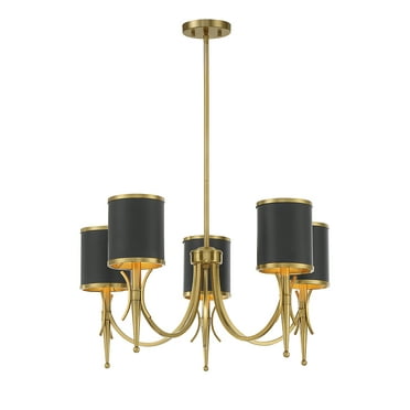Matte Blackith Warm Brass Five Light Chandelier from the Quincy Collection