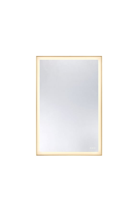 Paulding LED Rectangle Frontlit Mirror with Gold Frame