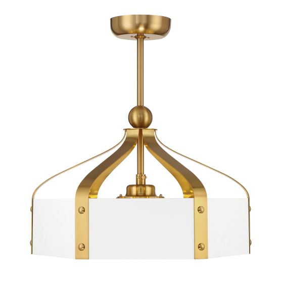 Sheffield 6-Light LED Fandelier in White with Warm Brass Accents