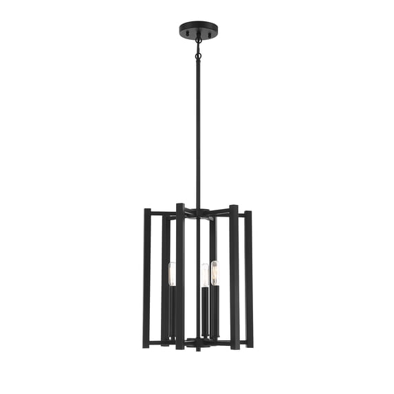 Matte Black Three Light Pendant from the Benson Collection
