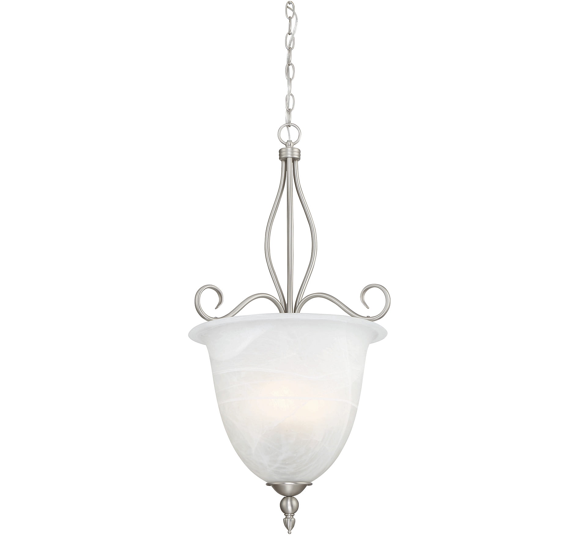 Pewter Finish 4-Light Pendant with Faux Alabaster Glass
