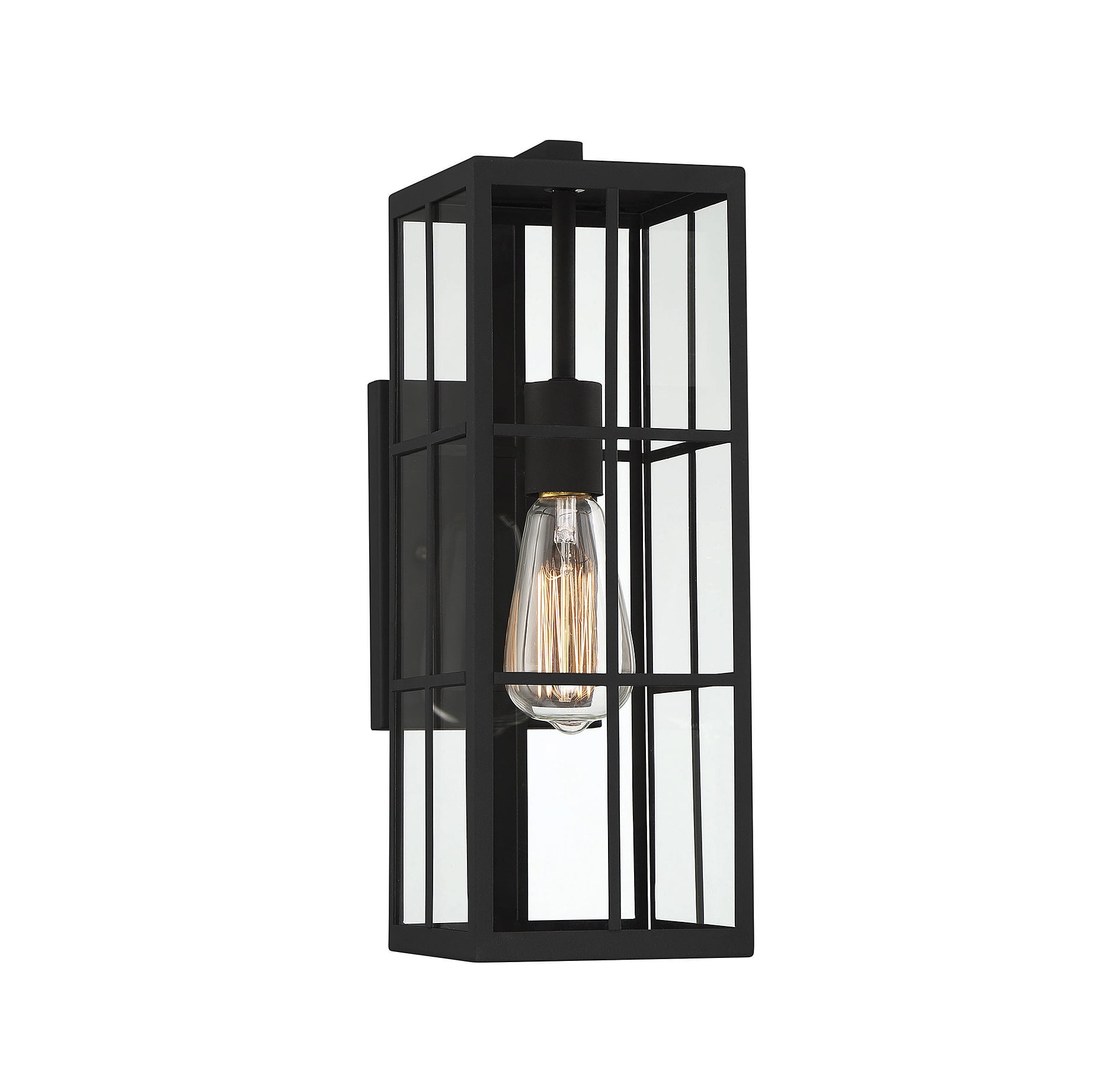 Matte Black Metal 16" Outdoor Wall Lantern with Clear Glass