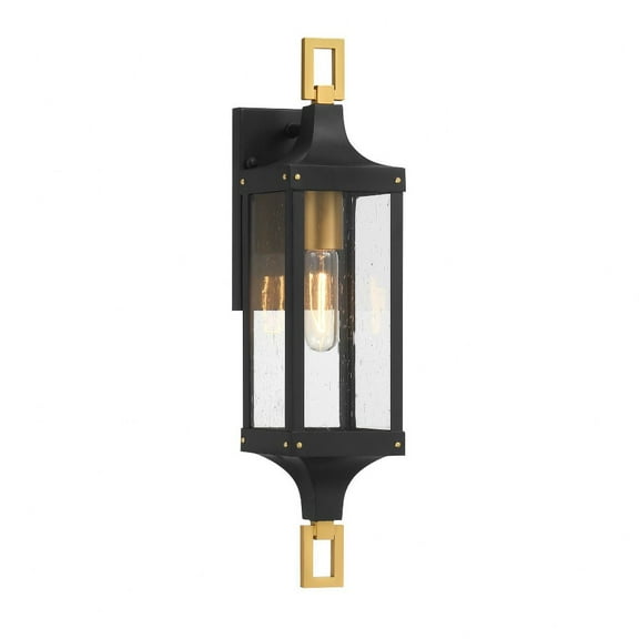Savoy House - 5-275-144 - Glendale 1-Light Outdoor Wall Lantern in Matte Black and Weathered Brushed Brass