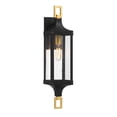thumbnail image 1 of Glendale 1-Light Outdoor Wall Lantern in Matte Black and Weathered Brushed Brass, 1 of 5