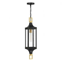 Savoy House - 5-277-144 - Glendale 1-Light Outdoor Hanging Lantern in Matte Black and Weathered Brushed Brass