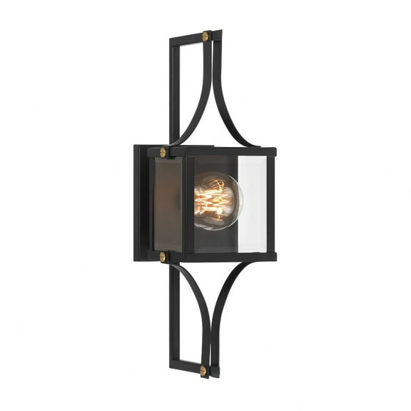 Savoy House - 5-473-144 - Raeburn 1-Light Outdoor Wall Lantern in Matte Black and Weathered Brushed Brass