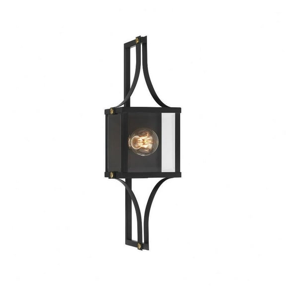 Savoy House - 5-474-144 - Raeburn 1-Light Outdoor Wall Lantern in Matte Black and Weathered Brushed Brass