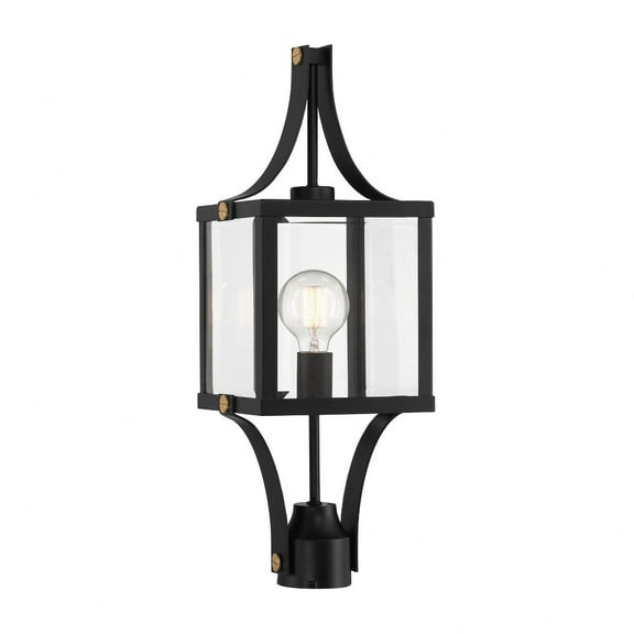 Savoy House - 5-476-144 - Raeburn 1-Light Outdoor Post Lantern in Matte Black and Weathered Brushed Brass