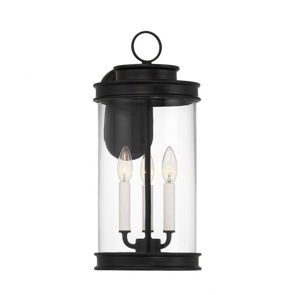 5-905-BK-Savoy House-Englewood - 3 Light Outdoor Wall Lantern In Traditional Style-19 Inches Tall and 8.5 Inches Wide
