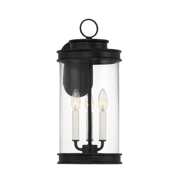 5-905-BK-Savoy House-Englewood - 3 Light Outdoor Wall Lantern In Traditional Style-19 Inches Tall and 8.5 Inches Wide