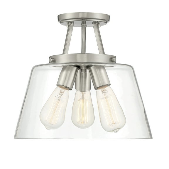 Satin Nickel Three Light Semi-Flush Mount from the Calhoun Collection