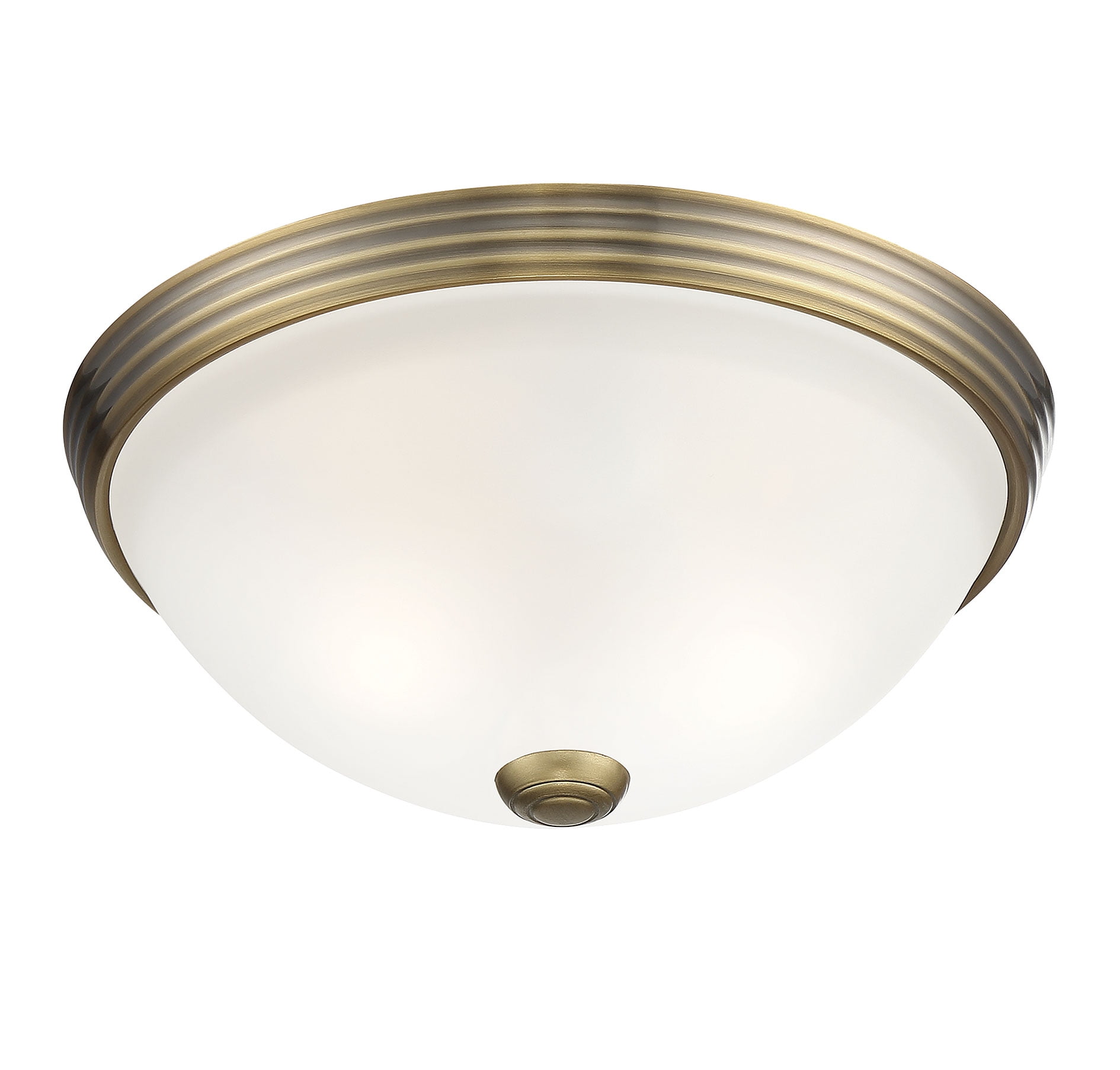 Warm Brass 11" Flush Mount Ceiling Light with Glass Shade