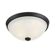 Savoy House 6-780-11-BK Flush Mount Ceiling Light Fixture in a Black Finish with White Glass (11" D x 5" H)