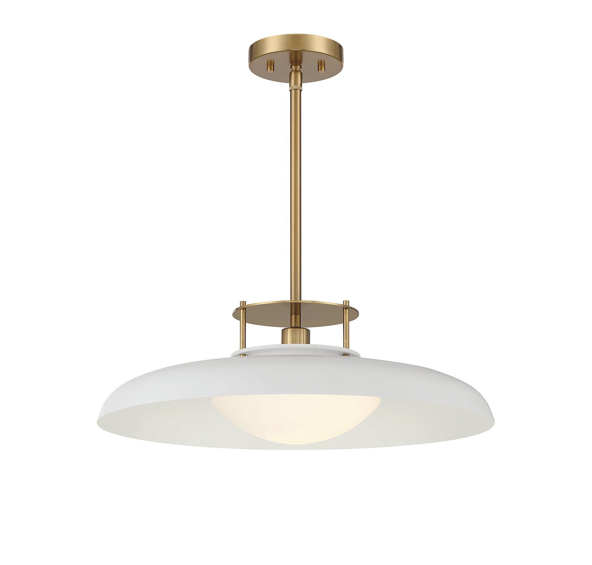 Gavin White and Brass Modern Glass Pendant Light