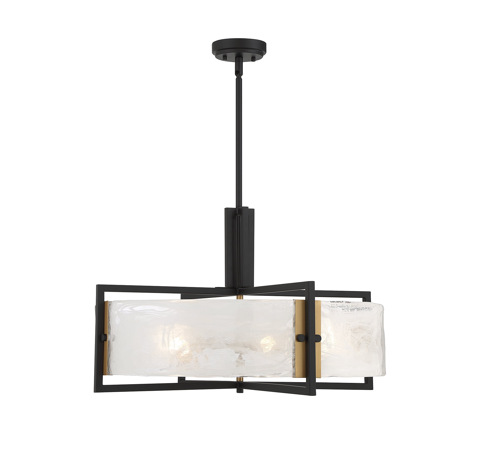 Hayward 5-Light Matte Black and Brass Pendant with Glass Shade