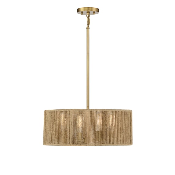 Ashe 4-Light Pendant in Warm Brass and Rope