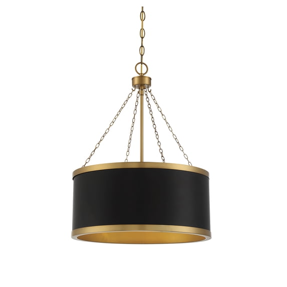 Black with Warm Brass Accents Six Light Pendant from the Delphi Collection