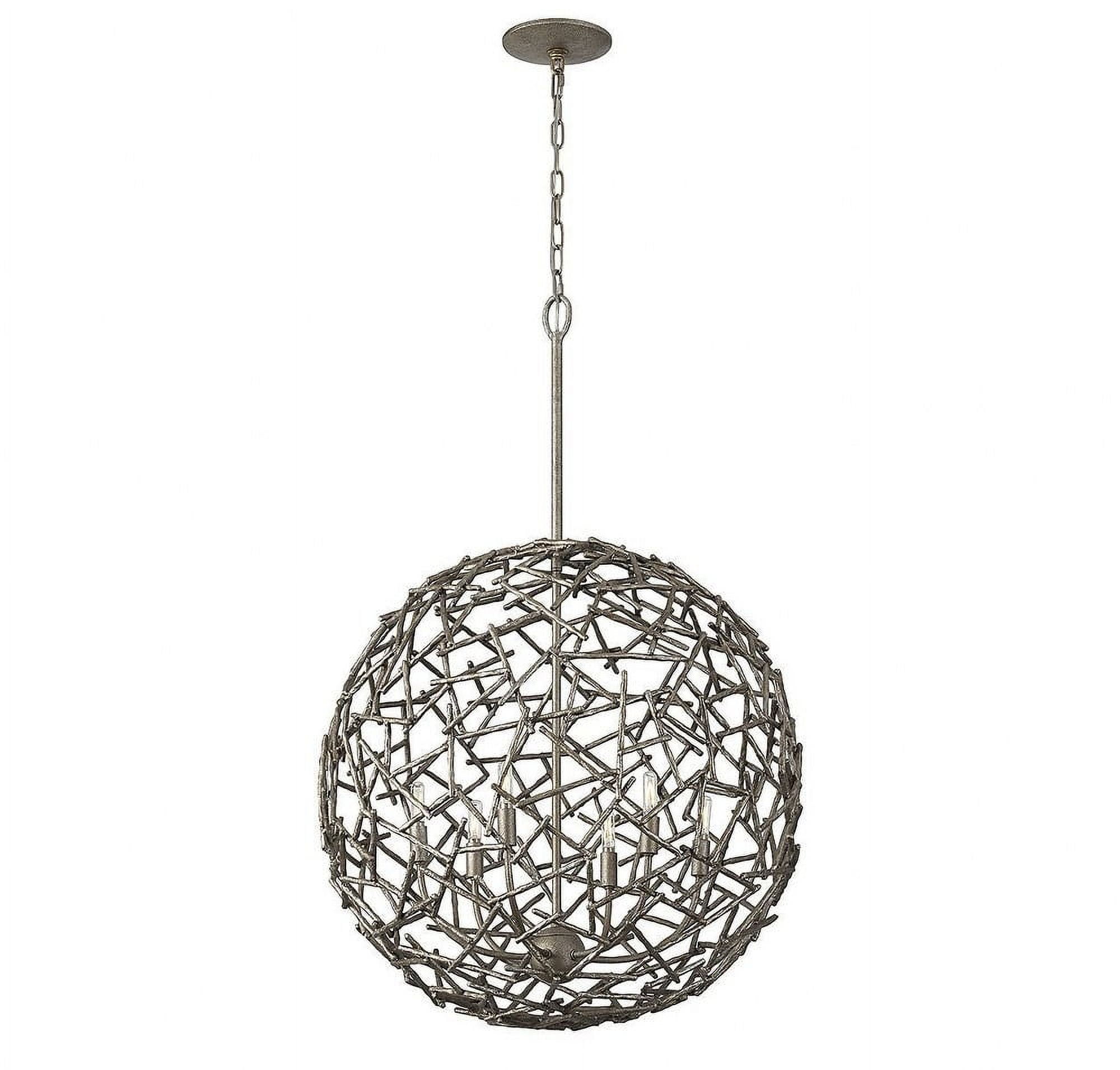 Champagne Luxe 6-Light Globe Pendant with Metal Branch Design
