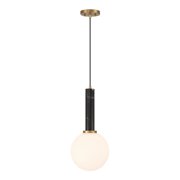 Callaway 1-Light Pendant in Black Marble with Warm Brass