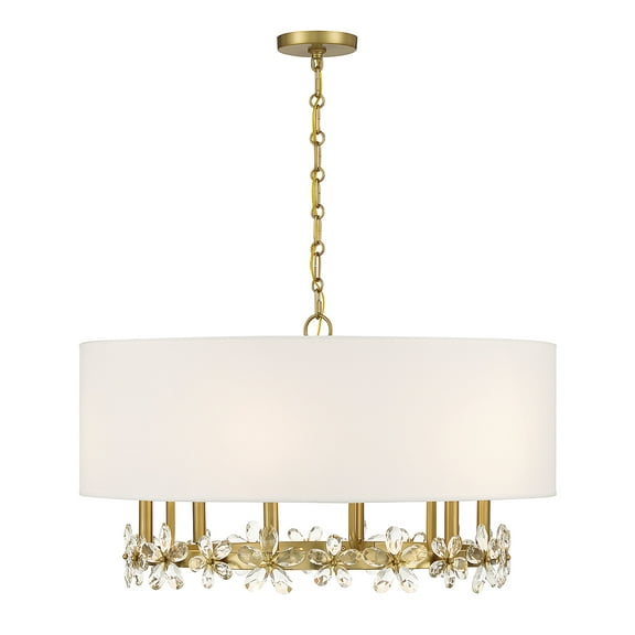 Warm Brass Six Light Pendant from the Dahlia Collection
