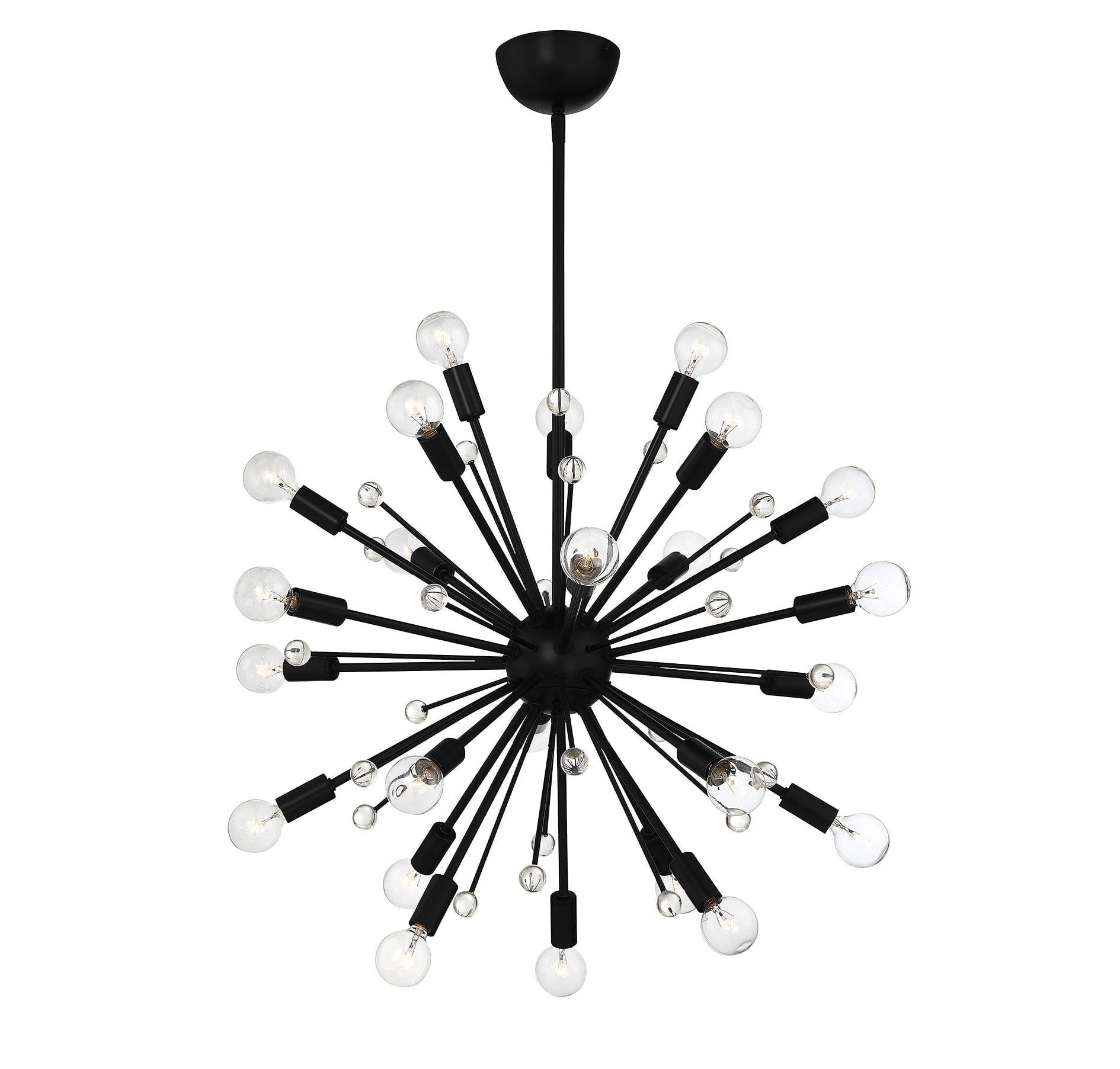 Galea Matte Black 24-Light Sputnik Chandelier with Glass Baubles