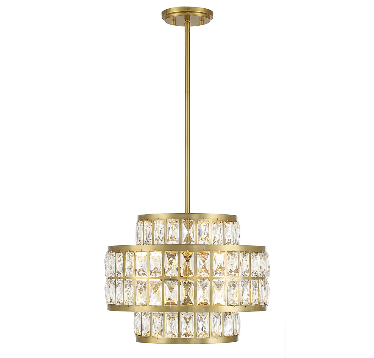 Renzo Warm Brass 3-Light Crystal Drum Pendant