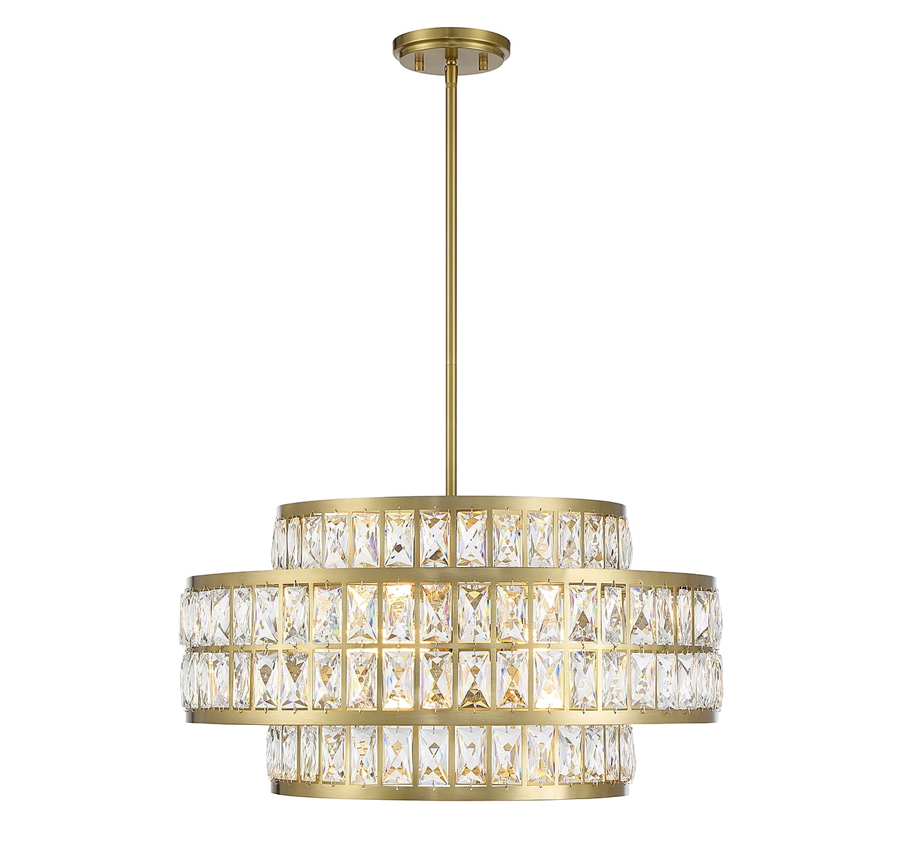 Renzo Warm Brass Crystal Drum 4-Light LED Pendant