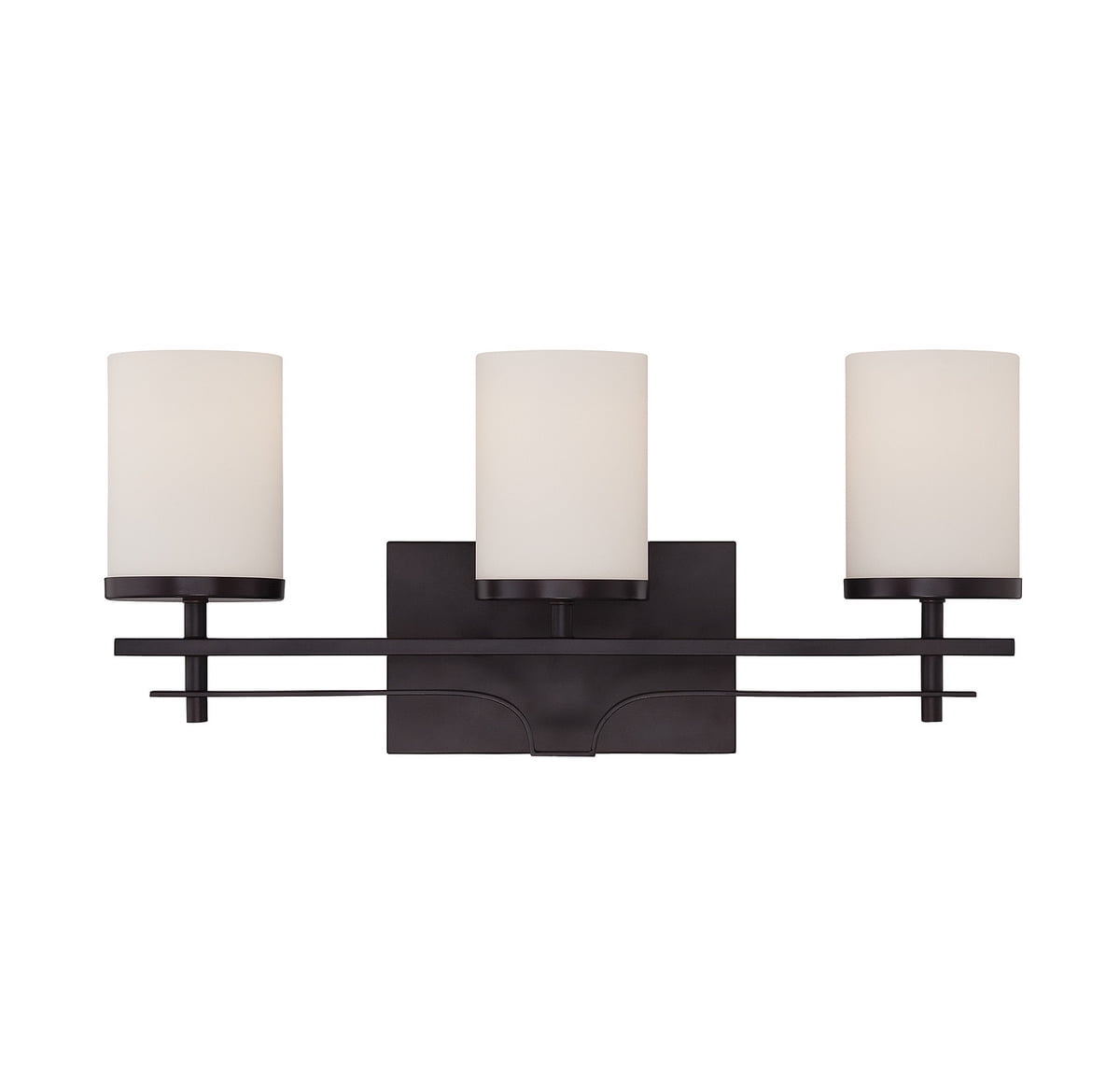 English Bronze 3-Light Vanity with White Opal Glass Shades