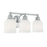 Savoy House 8-6836-3-11 Melrose 3 Light Bathroom Vanity Light in a Polished Chrome Finish with White Opal Etched Glass (24" W x 7.75" H)
