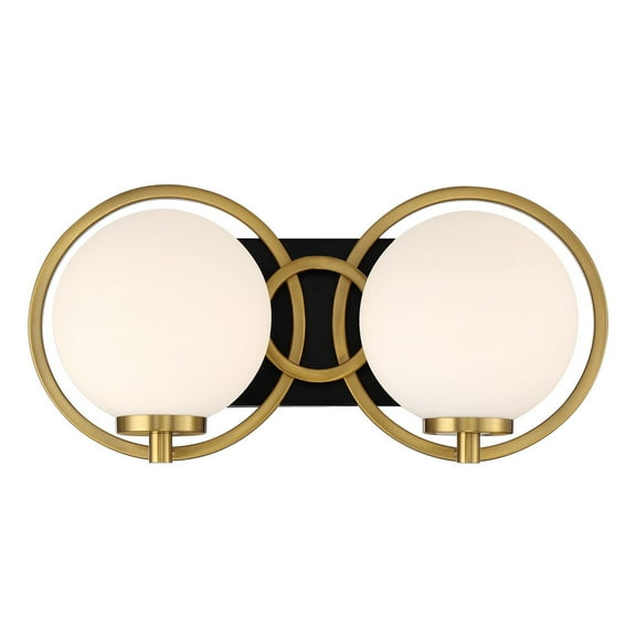 Alhambra 2-Light Bathroom Vanity Light in Matte Black with Warm Brass