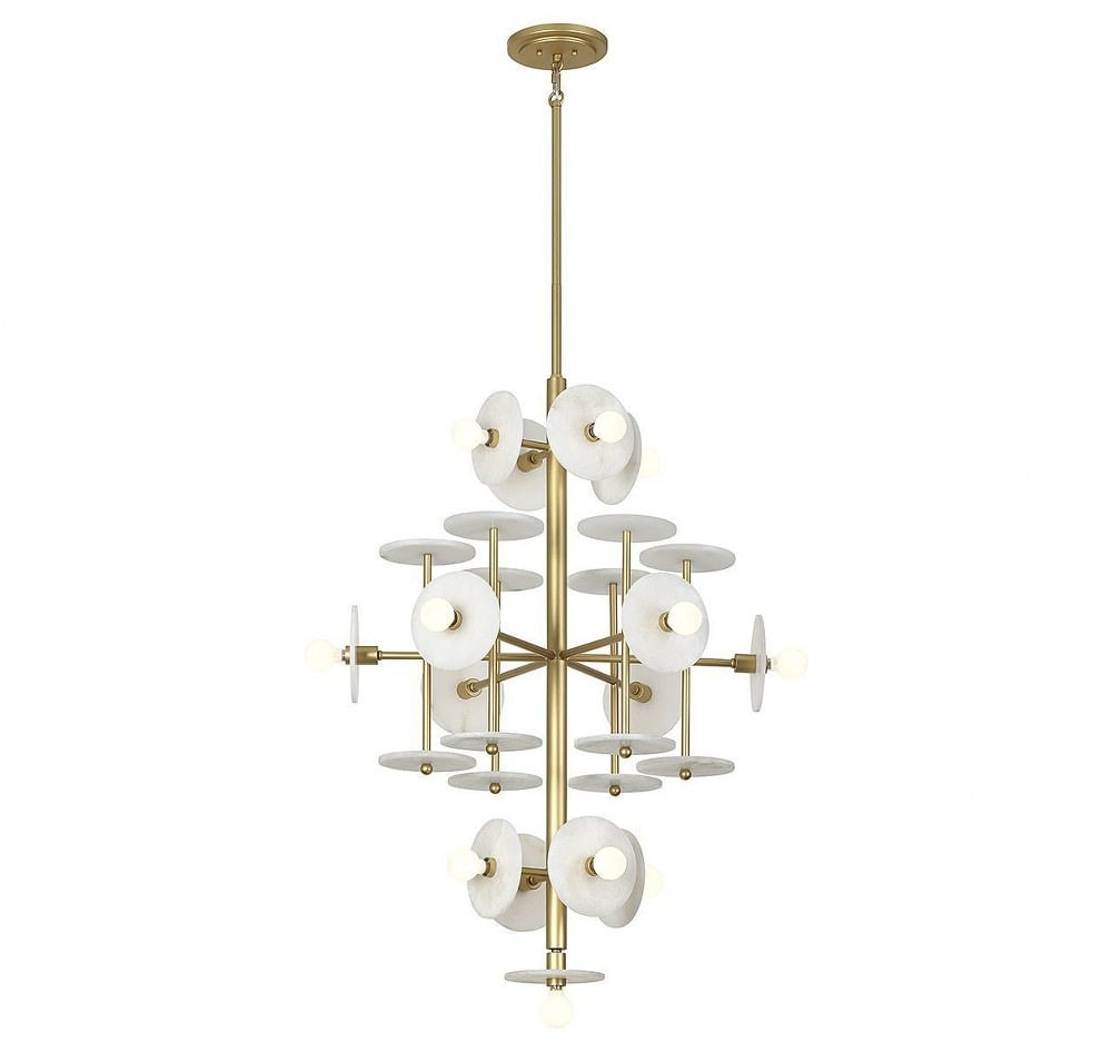 Amani Royal Gold 15-Light Chandelier with Alabaster Shades