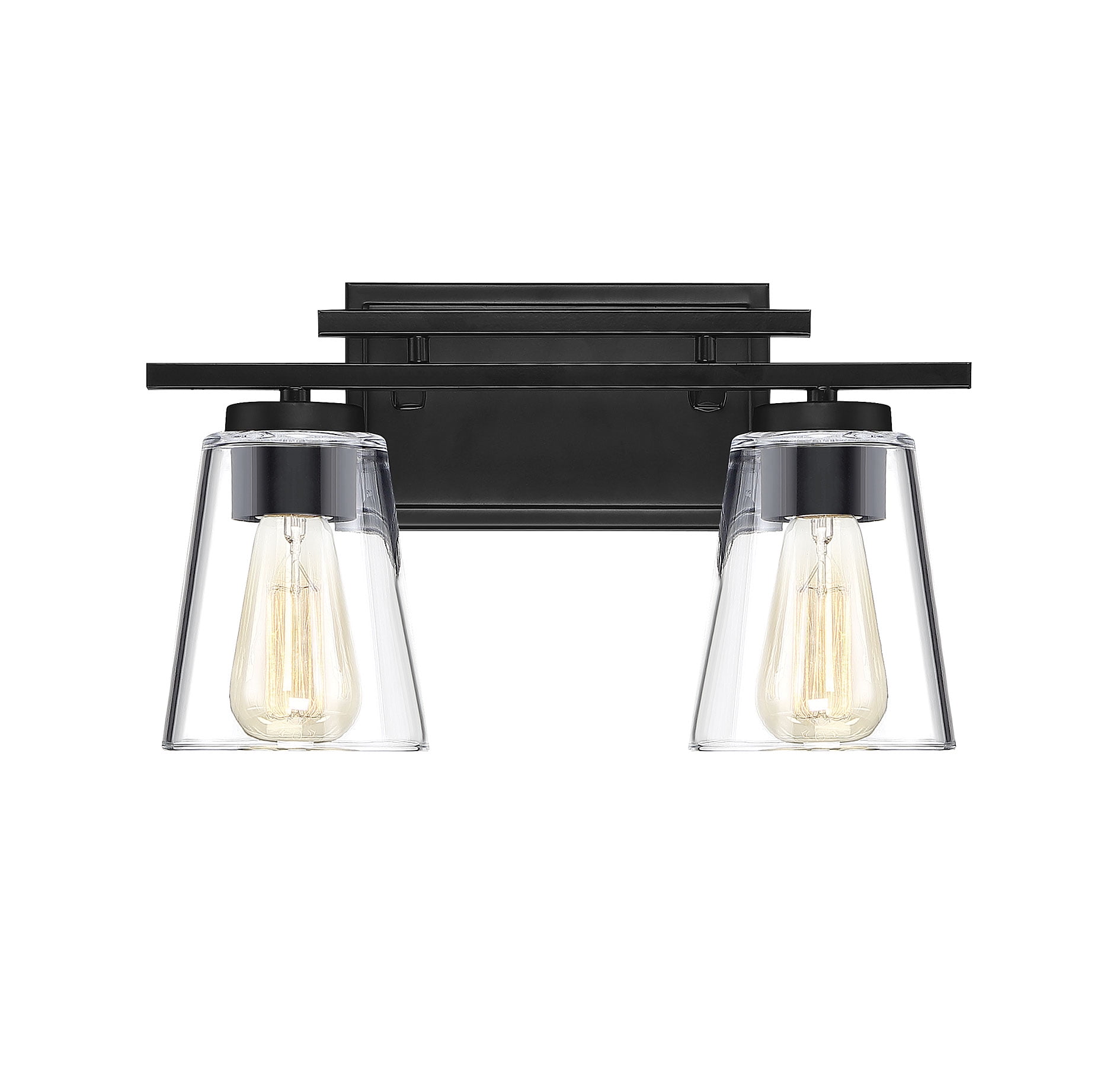 Calhoun Black 2-Light Bathroom Vanity Fixture with Clear Glass Shades