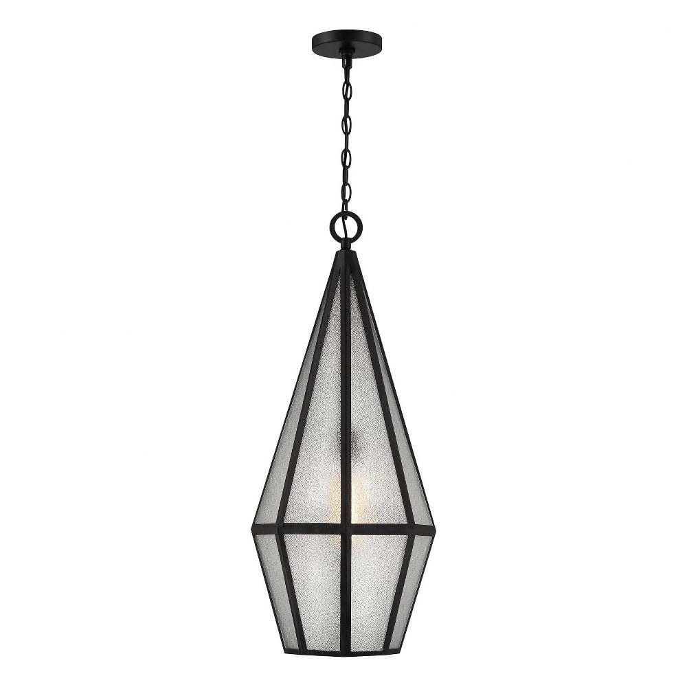 Matte Black Art Glass 1-Light Outdoor Hanging Lantern