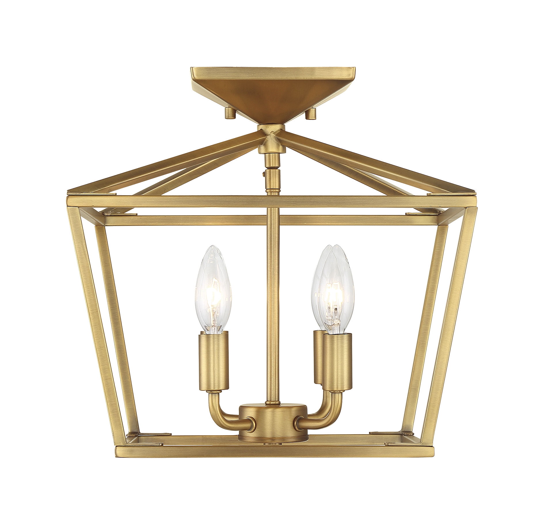 Warm Brass 4-Light Semi-Flush Mount Ceiling Fixture