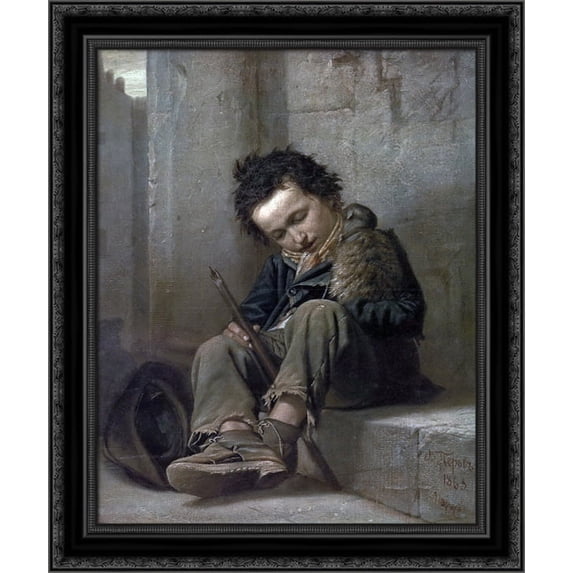 Savoyard 20x24 Black Ornate Wood Framed Canvas Art by Perov, Vasily