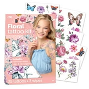 Savvi Tattoo Box Set with Remover Wipes - Floral, Flower Tattoos, 25 count