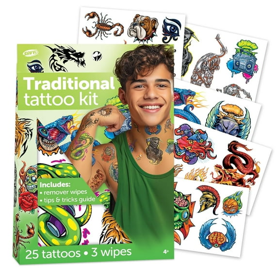 Savvi Tattoo Box Set with Remover Wipes - Tattoo Mania, 25 count