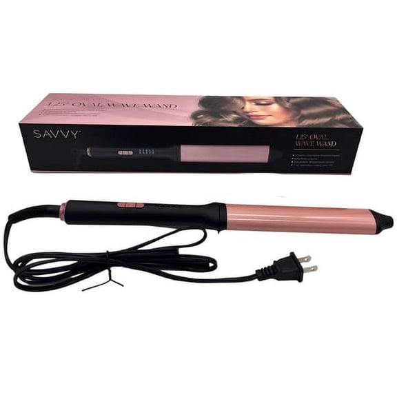 Savvy 1.25" Oval Wave Wand with Adjustable Temperature Control in Rose Gold
